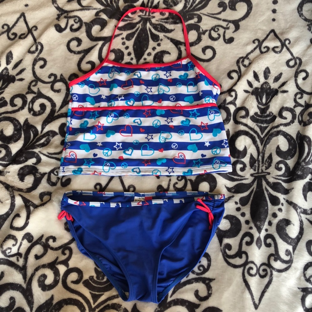 Heart/peace themed girls cute bathing suit